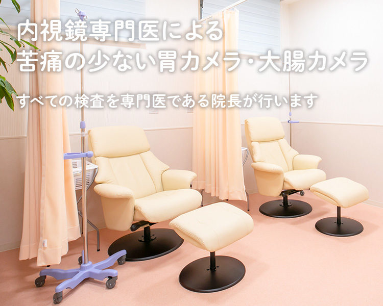 内視鏡専門医による苦痛の少ない胃カメラ・大腸カメラ すべての検査を専門医である院長が行います